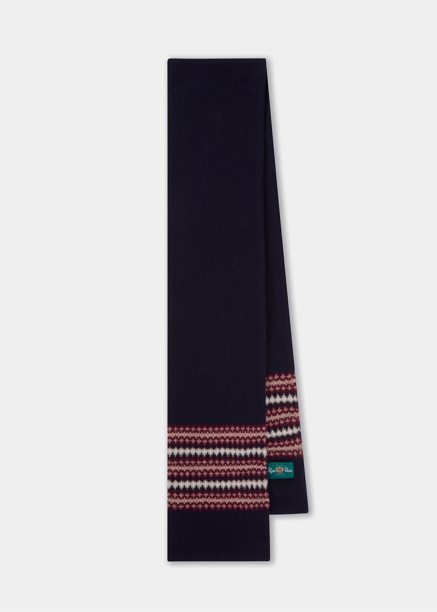 Bufanda de lana de punto Imogen para mujer en azul marino.