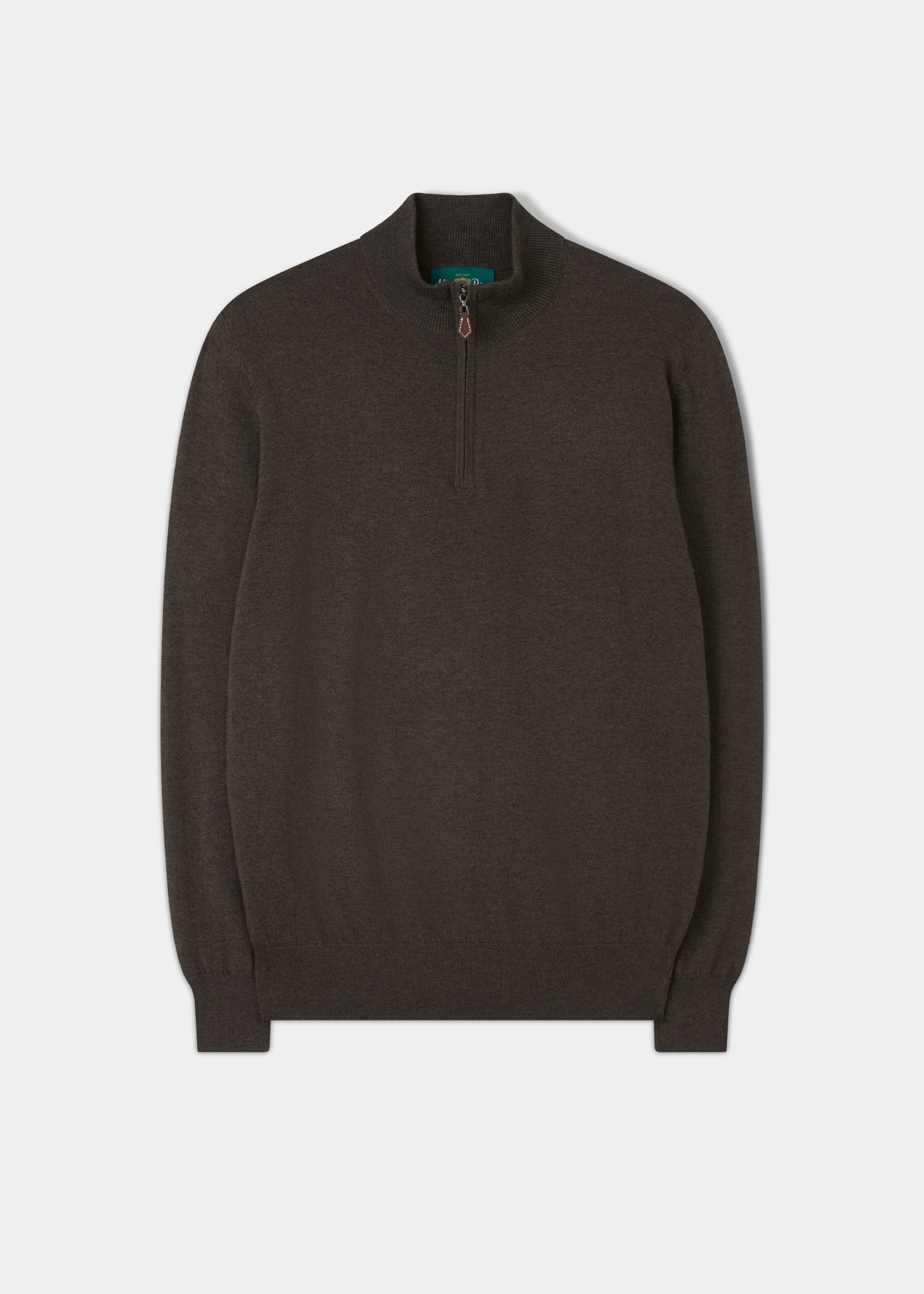 Jersey de algodón merino con cremallera de 1/4 en algas marinas de Ashfield