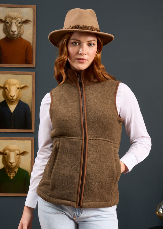 Aylsham Ladies Fleece Gilet In Pecan - Regular Fit