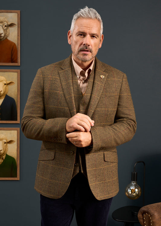 Combrook Blazer deportivo de tweed en teca para hombre - Corte estándar