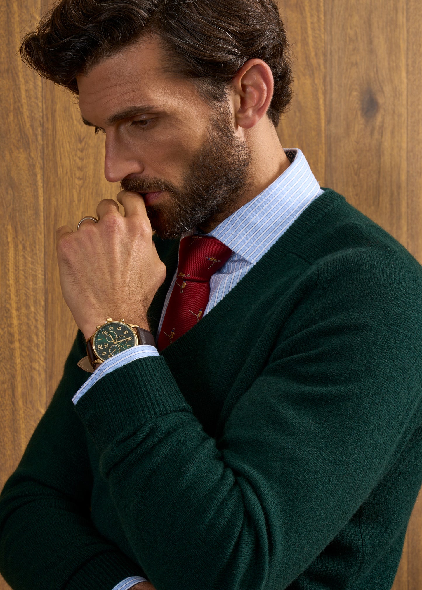 Hampshire Lambswool Jumper in Tartan Green