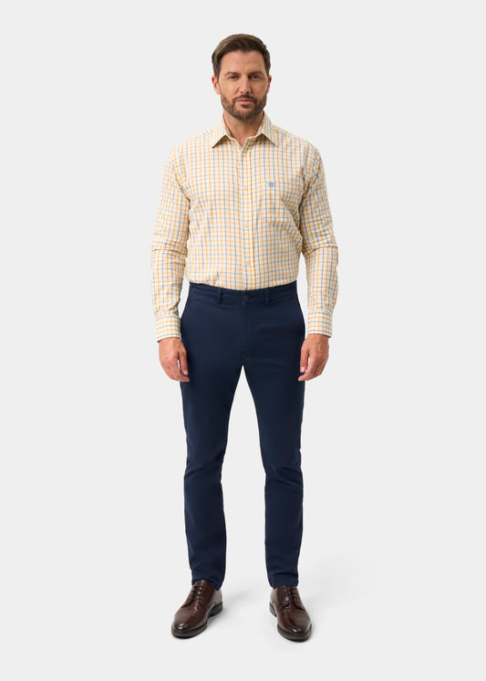 Ilkley Men's Blue and Gold Country Check Shirt - Shooting Fit