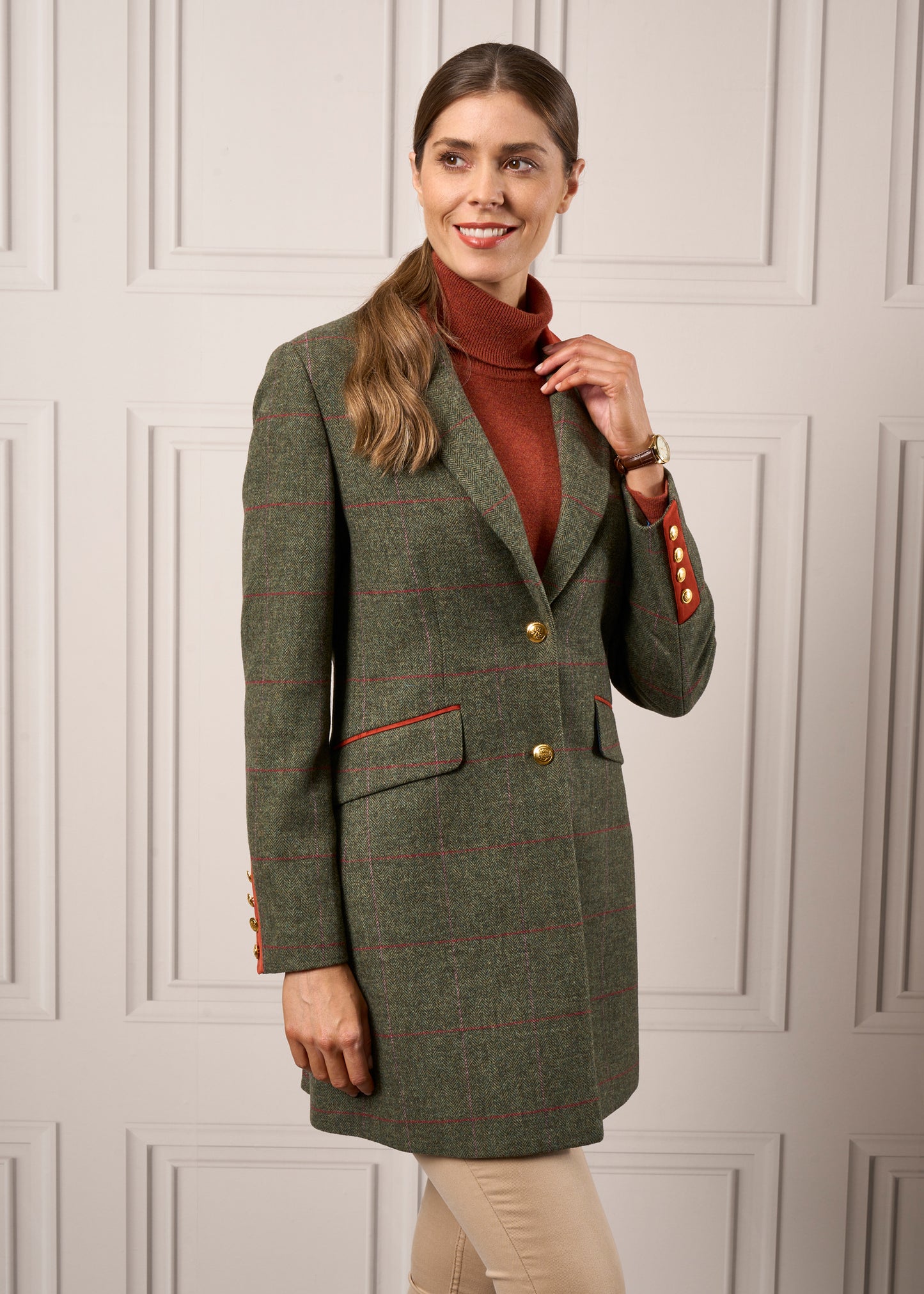 Combrook Ladies Mid-Thigh Coat In Heath
