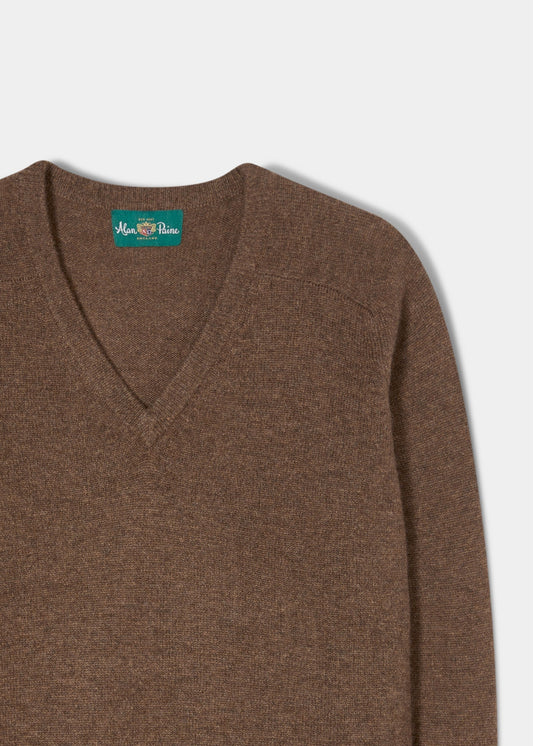 Kilsyth Lambswool V-Neck Jumper In Tobacco - Regular Fit