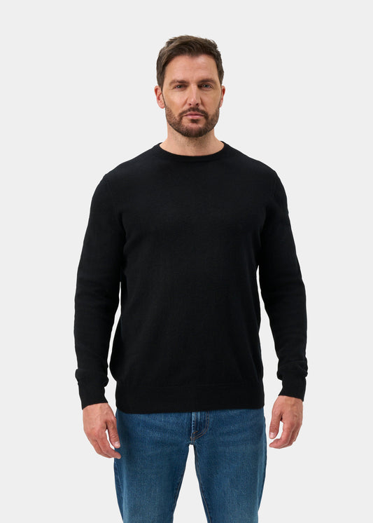 Melfort Pure Cashmere Crew Neck Jumper In Black - Regular Fit
