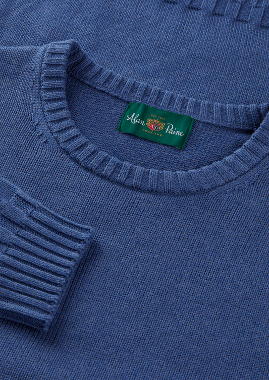 Men's Cotton Cashmere Crew Neck Jumper in Blue