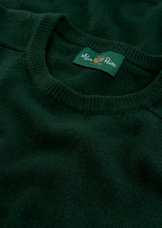 Men's Lambswool Crew Neck Jumper in Tartan Green