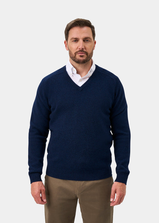Kilsyth Lambswool V-Neck Jumper In Indigo - Regular Fit