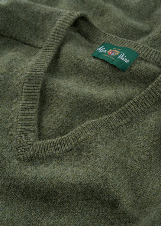 Men's Lambswool Vee Neck Jumper in Landscape