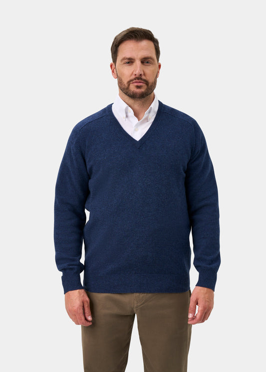 Hampshire Lambswool V-Neck Jumper In Rhapsody - Classic Fit