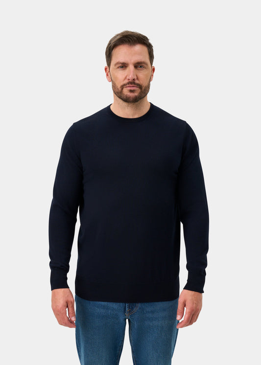 Radstone Jersey De Cuello Redondo De Lana Merino En Dark Navy - Corte Regular