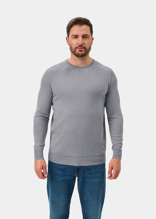 Radstone Merino Wool Crew Neck Jumper In Grey Mix - Regular Fit