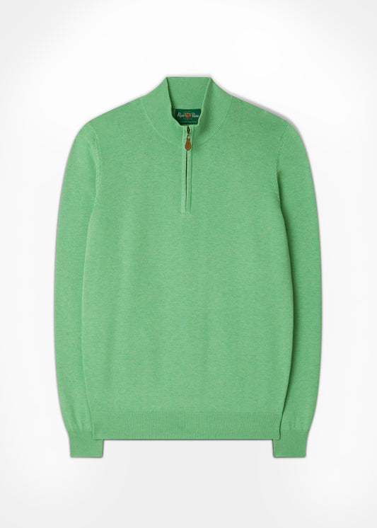 Men's Cotton Cashmere 1/4 Zip Jumper In Spearmint.