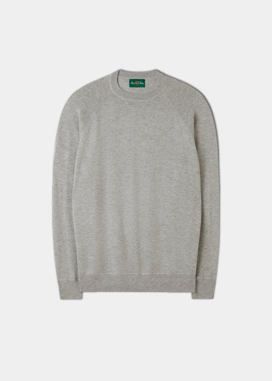 Sudadera con cuello redondo en mezcla de gris claro de algodón merino Saddington