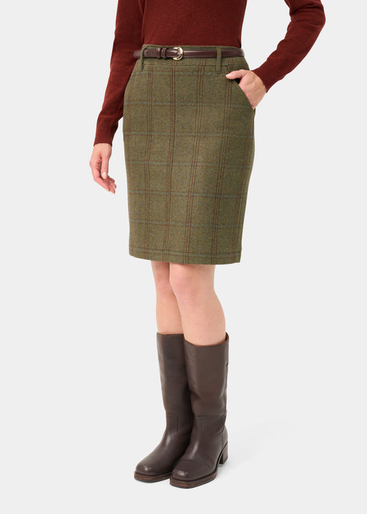Combrook Ladies Tweed Water Repellent Skirt 49cm in Laurel - Regular Fit