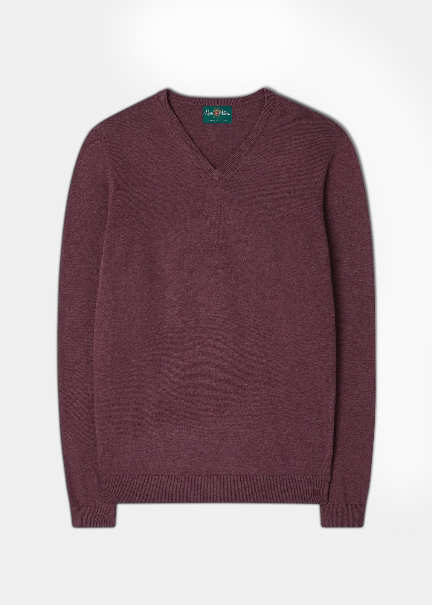 Men's Cotton Cashmere V-Neck Jumper In Burgundy