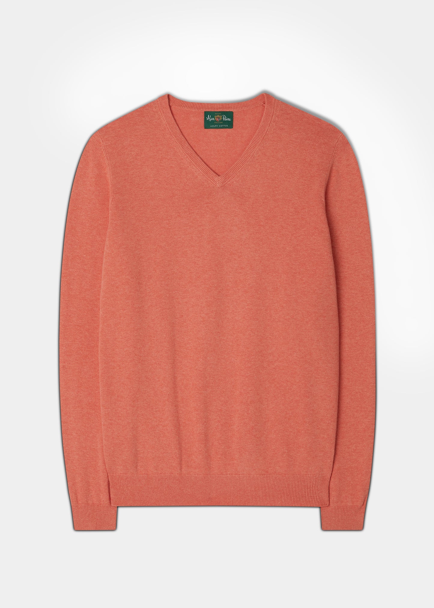 Men's Cotton Cashmere V-Neck Jumper In Coral