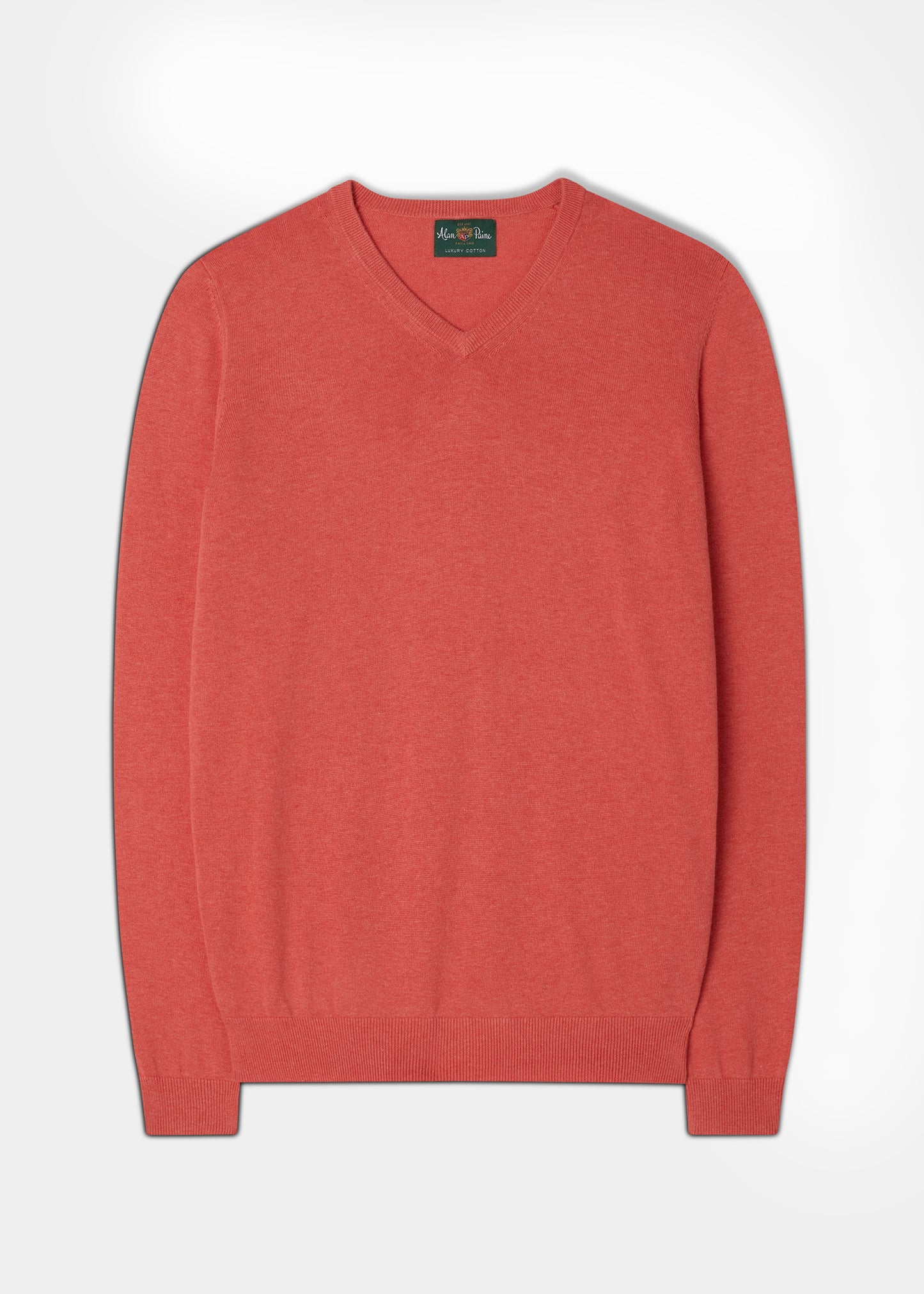 Men's Cotton Cashmere V-Neck Jumper In Flamingo