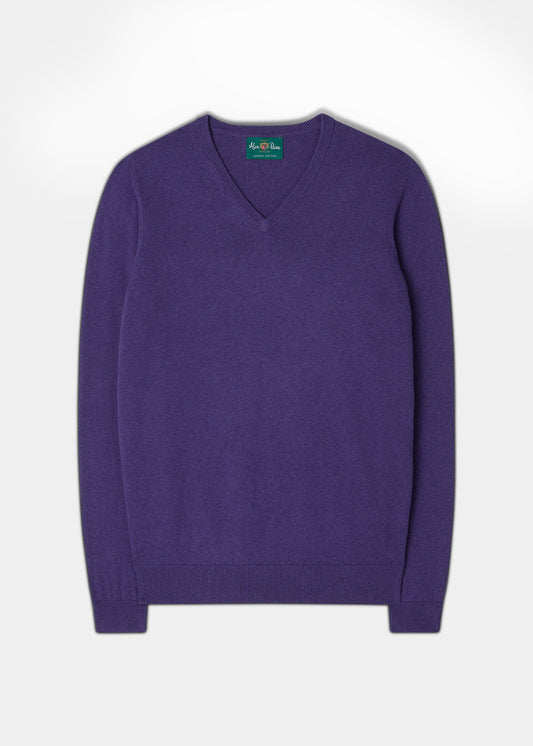 Men's Cotton Cashmere V-Neck Jumper In Imperial