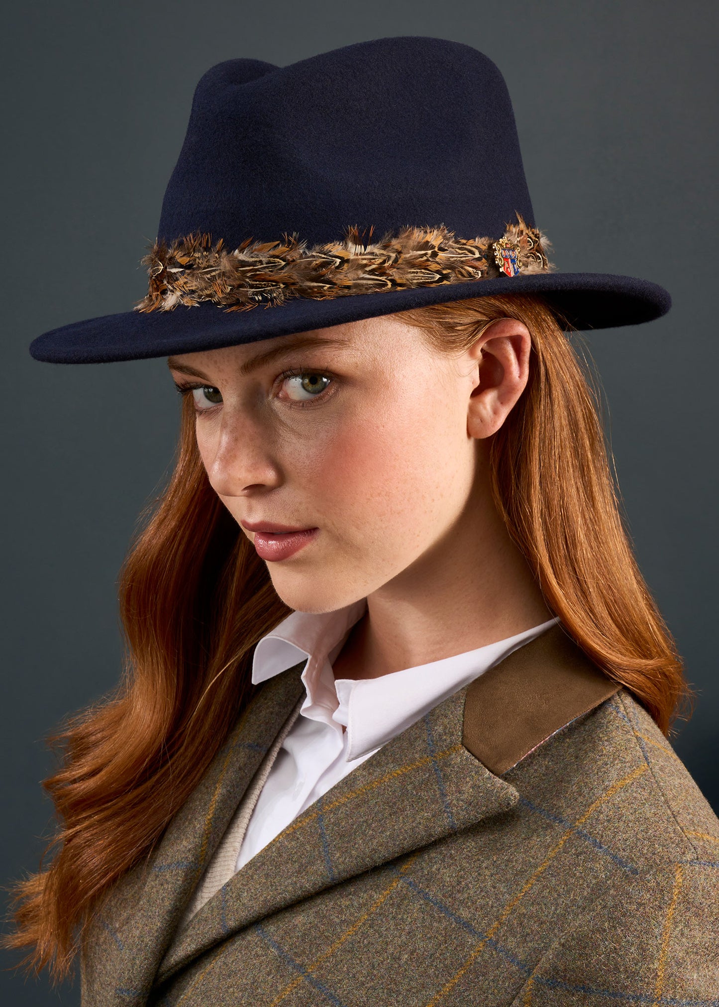 Sombrero Fedora Richmond para mujer en azul marino