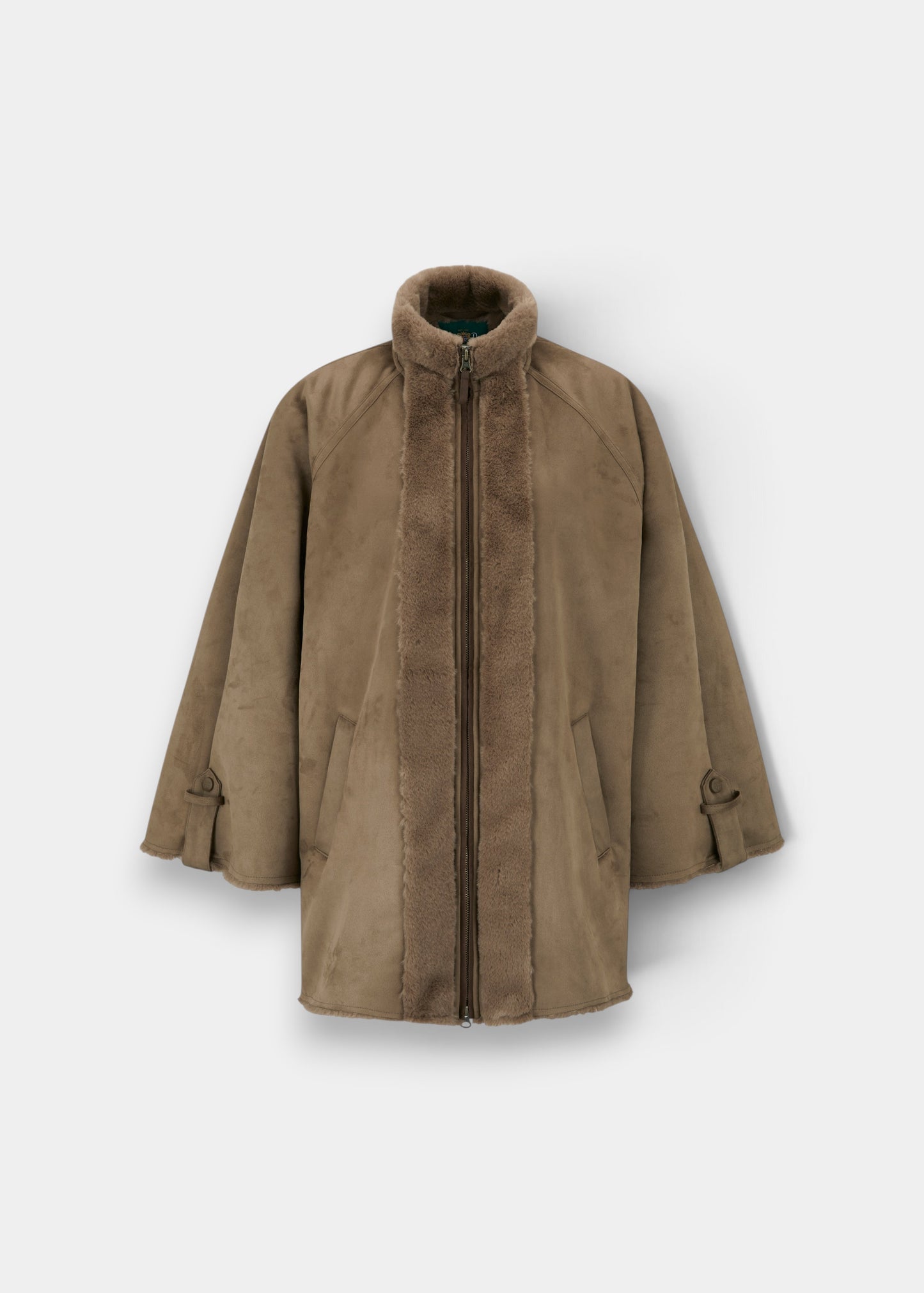 Surrey Ladies Fur Lined Long Sleeve Water Repellent Cape in Cocoa - Regular Fit