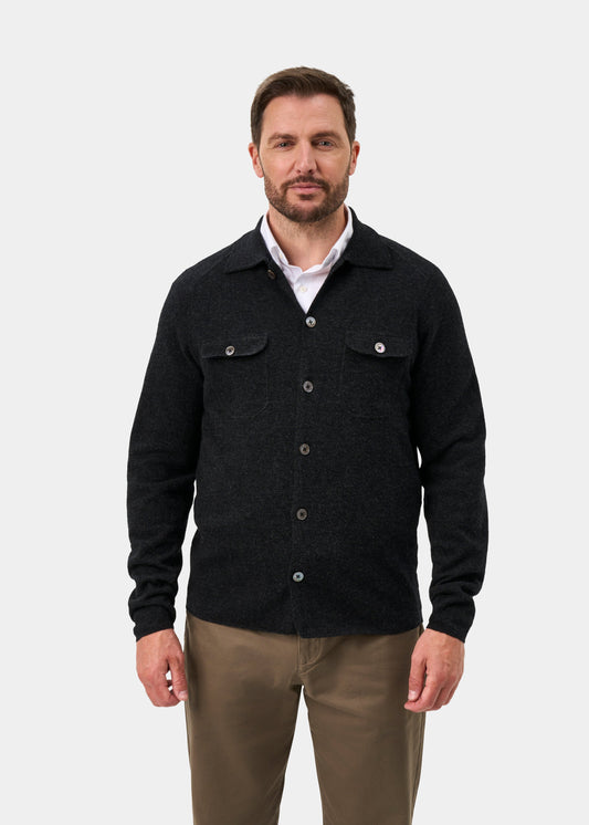 Tore Geelong Wool Knitted Shirt In Charcoal - Regular Fit