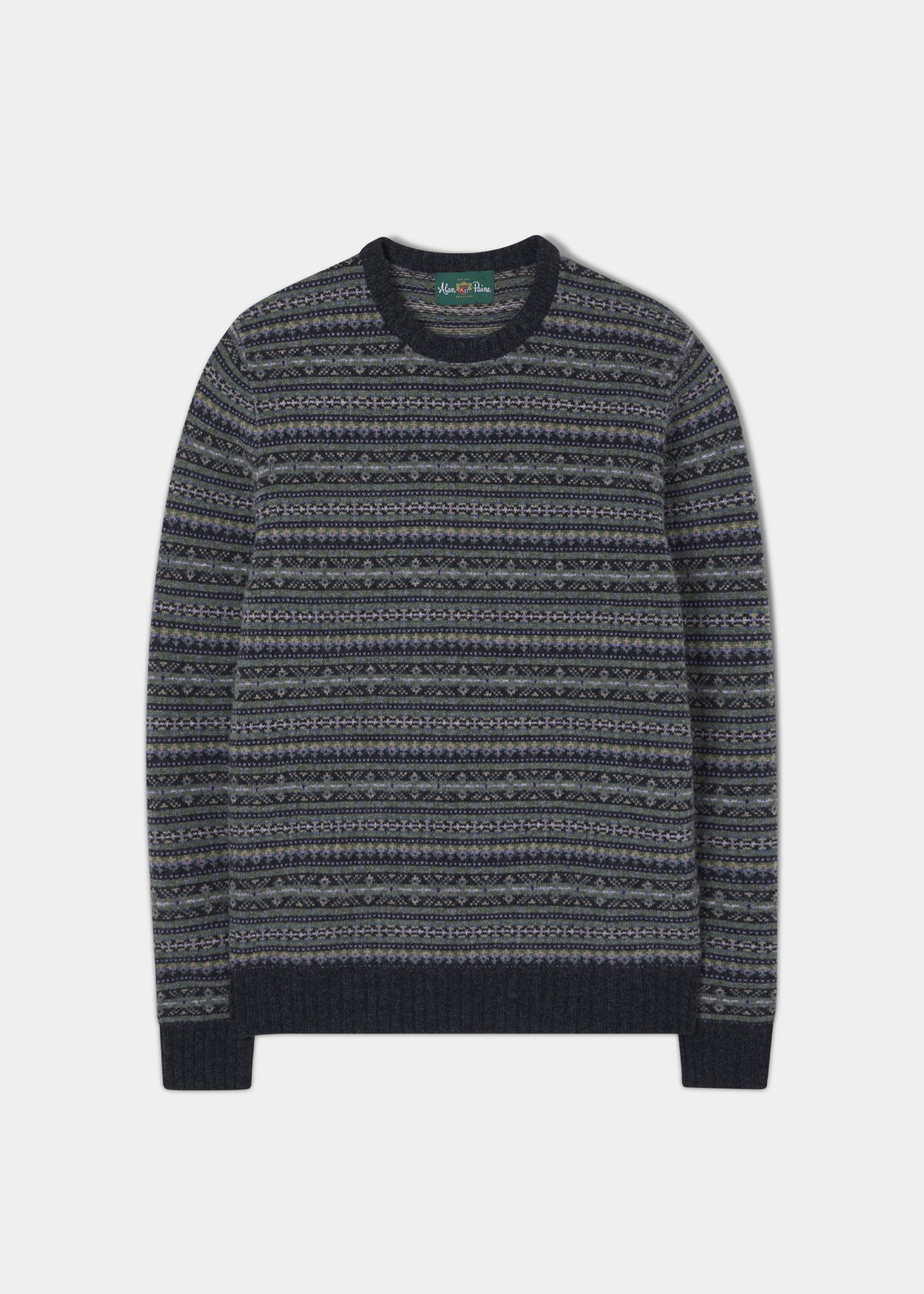 Towthorpe Men's Lambswool Fairisle Charcoal Grey Jumper