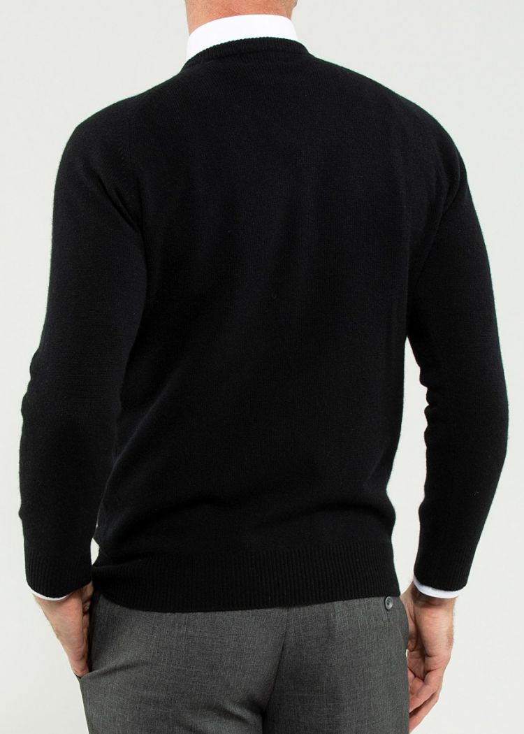 Hampshire Lambswool Saddle Shoulder Black Jumper