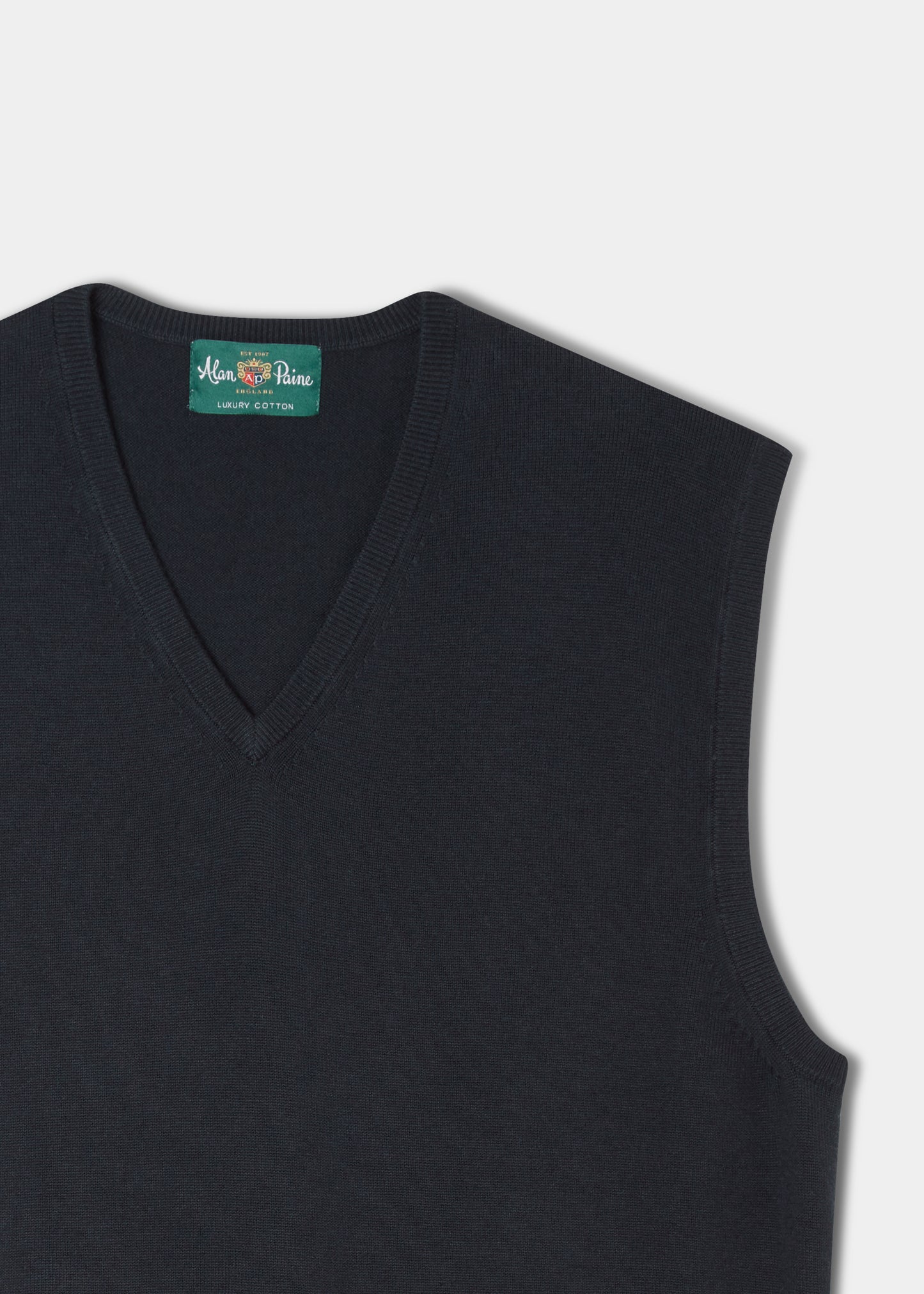 Camiseta sin mangas de cachemir y algodón en azul marino oscuro de Ellerby