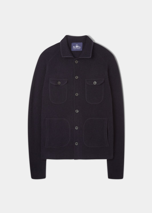 FerndaleCamisa de punto de lana de cordero en azul marino de corte estándar para hombre