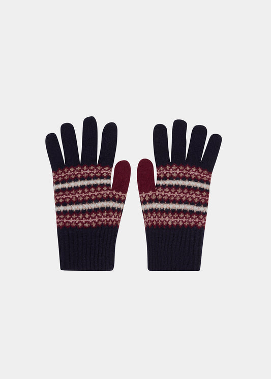 Guantes de lana tejidos Imogen para mujer en azul marino.
