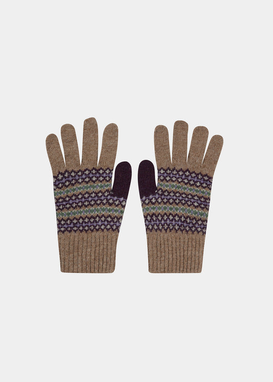 Guantes de lana tejidos para mujer Imogen en color nuez.
