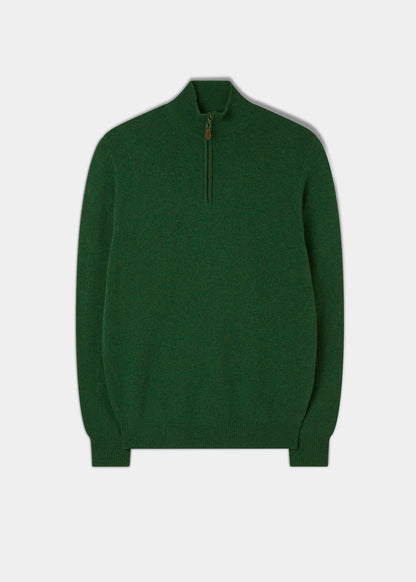 Men's Lambswool 1/4 Zip Jumper in Forest
