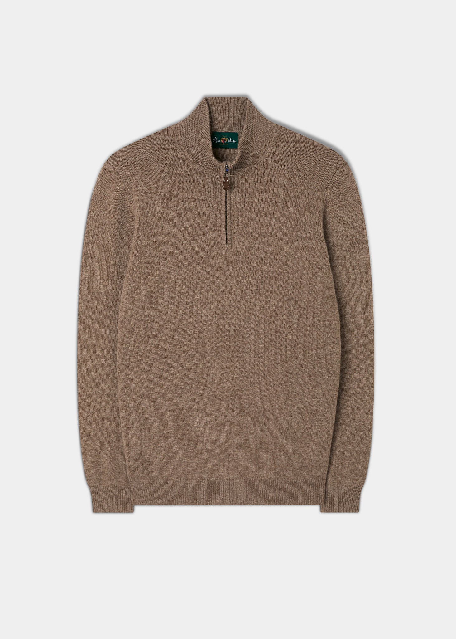Men's Lambswool 1/4 Zip Jumper in Mushroom
