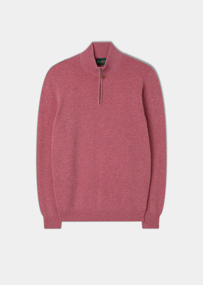 Men's Lambswool 1/4 Zip Jumper in Nougat 