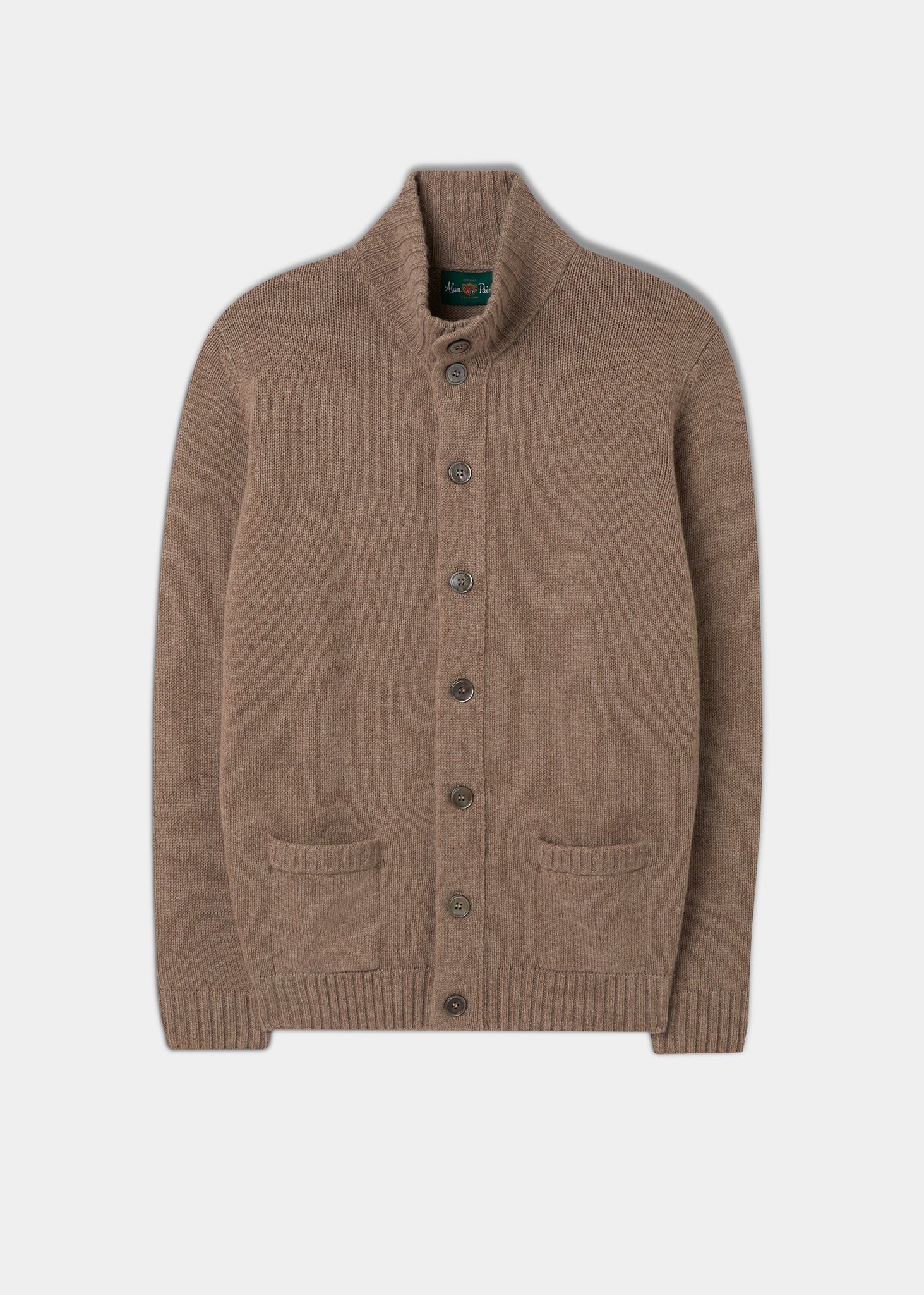 Men's Lambswool Buttoned Jumper In Mushroom