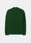 Men's Lambswool Cardigan in Forest 