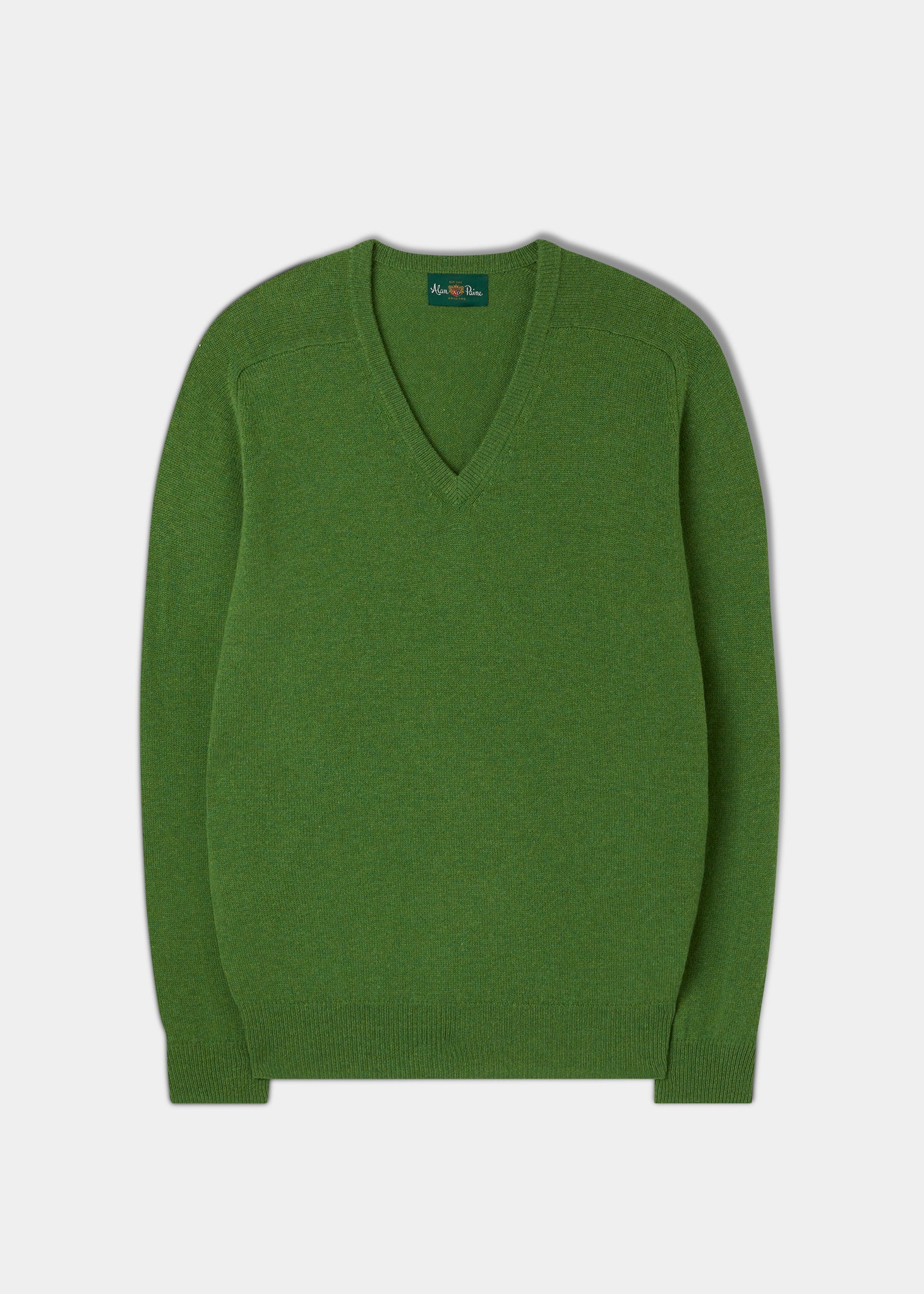 Men's Lambswool Vee Neck Jumper in Green 