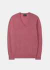 Men's Lambswool Vee Neck Jumper in Nougat 