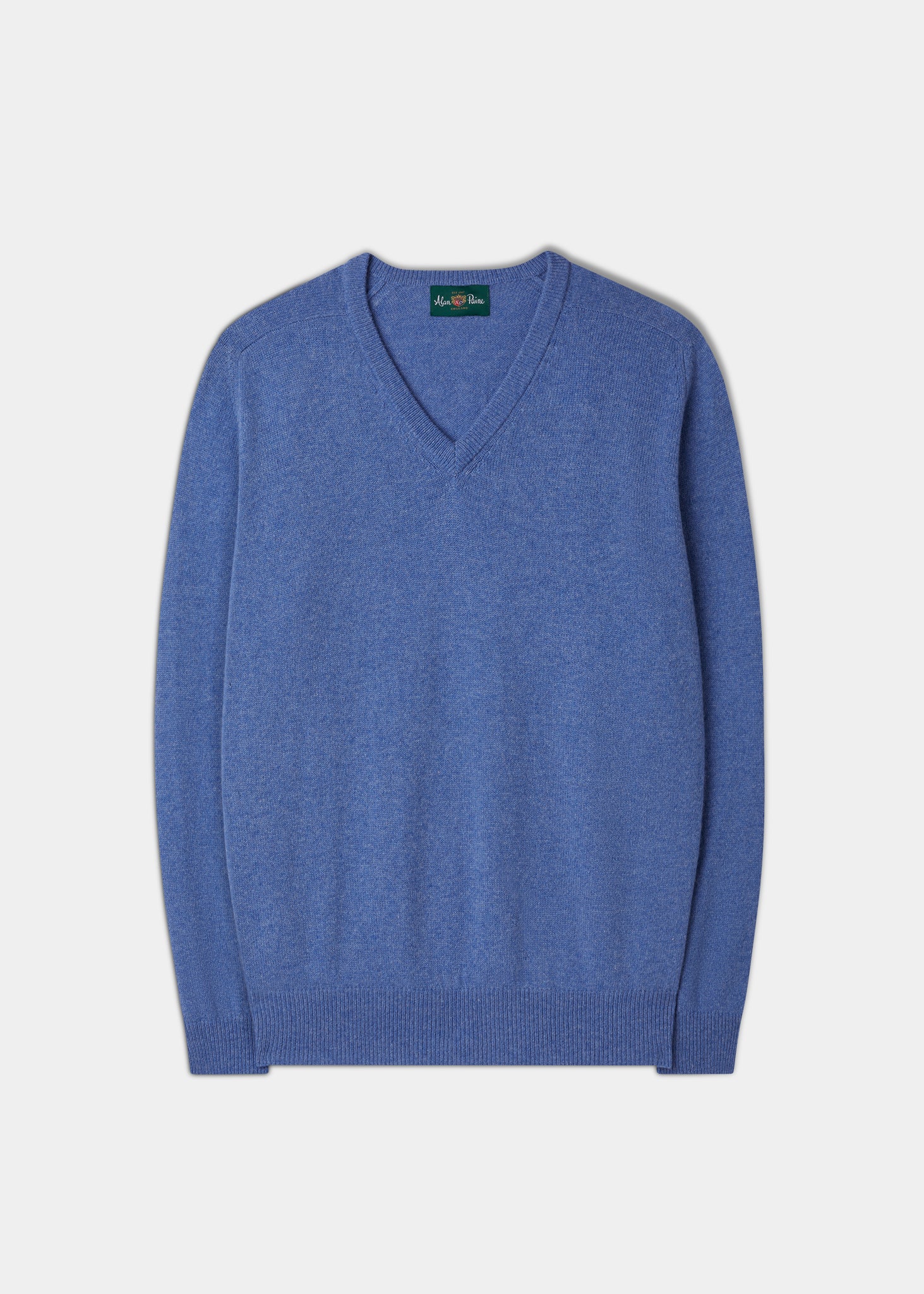 Men's Lambswool Vee Neck Jumper in Ocean