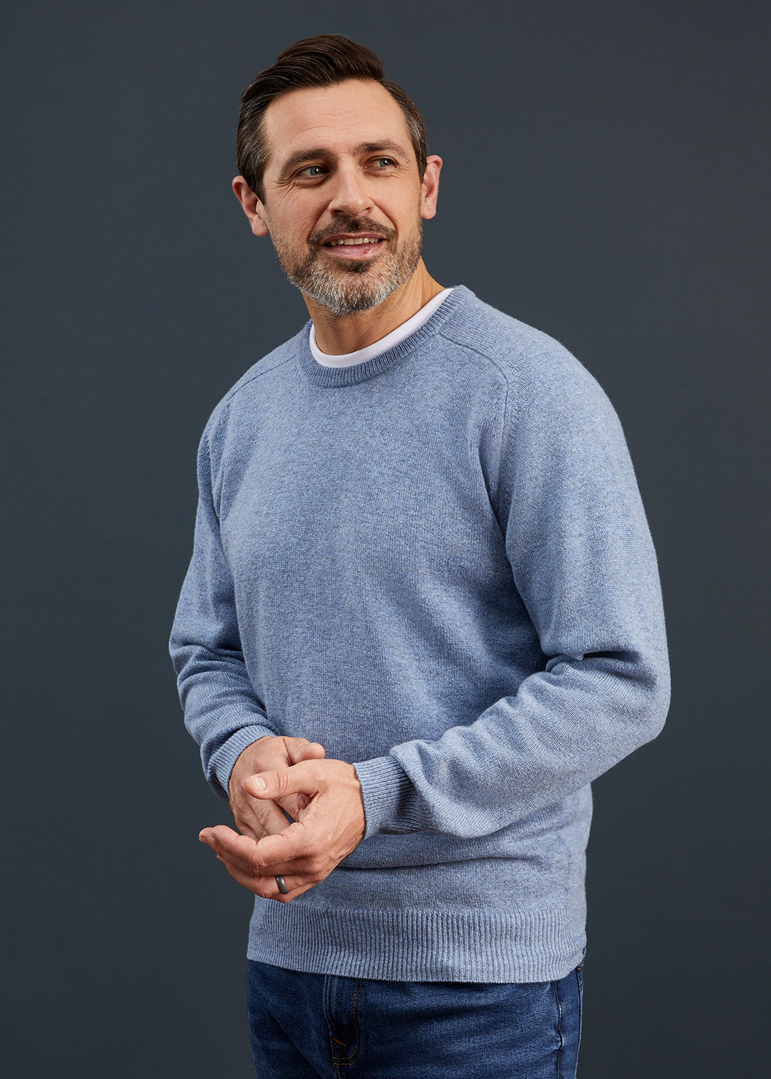 Men's Lambswool Crew Neck Jumper in Light Blue