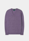Men's Geelong Lambswool Vee Neck Jumper in Purple Heat