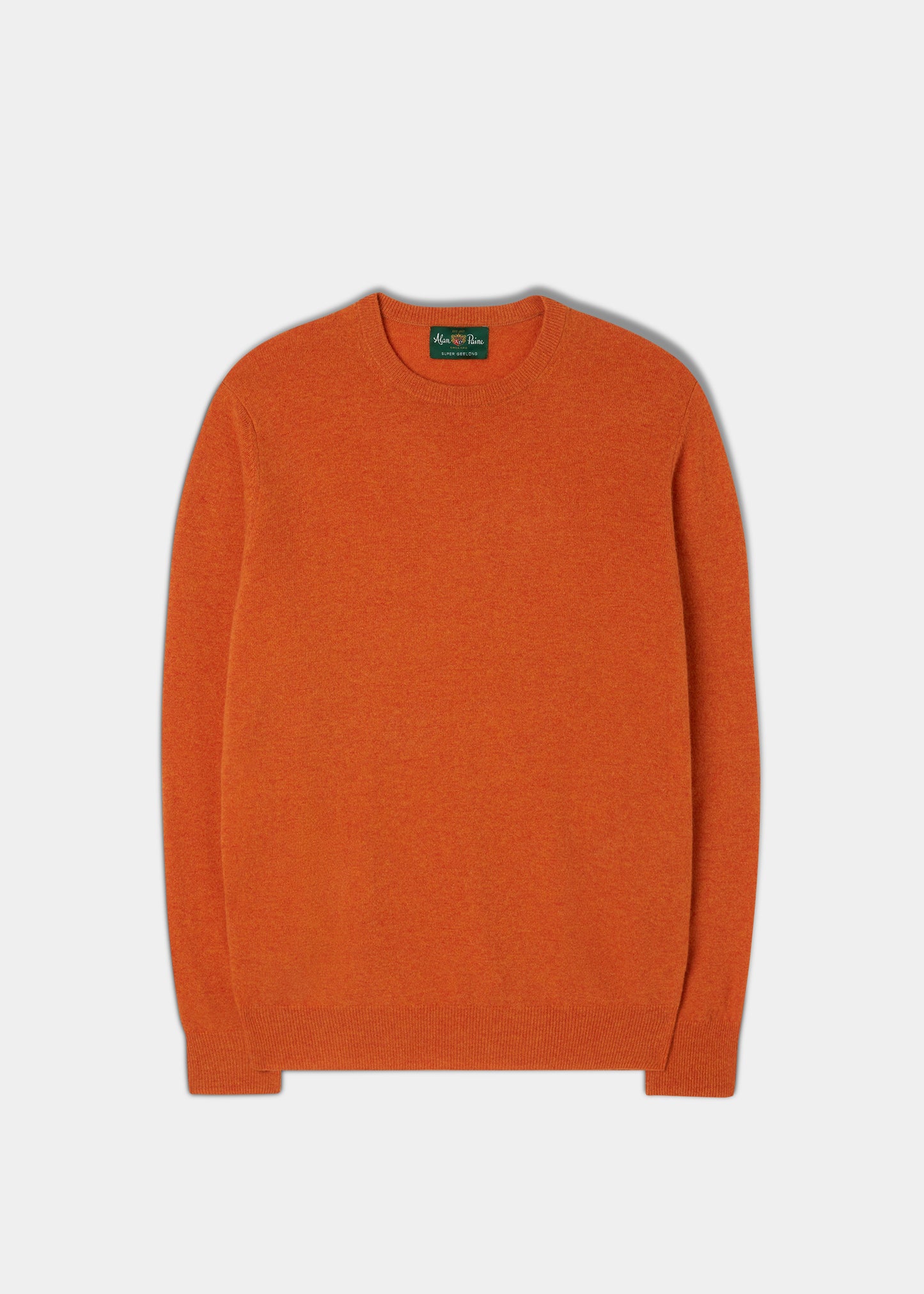 Men's Geelong Lambswool Crew Neck Jumper In Tangerine