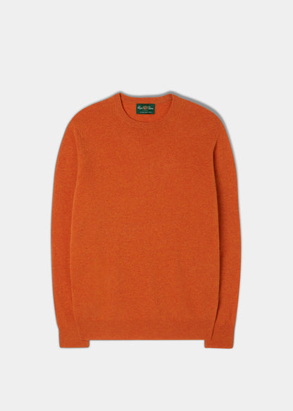 Men's Geelong Lambswool Crew Neck Jumper In Tangerine