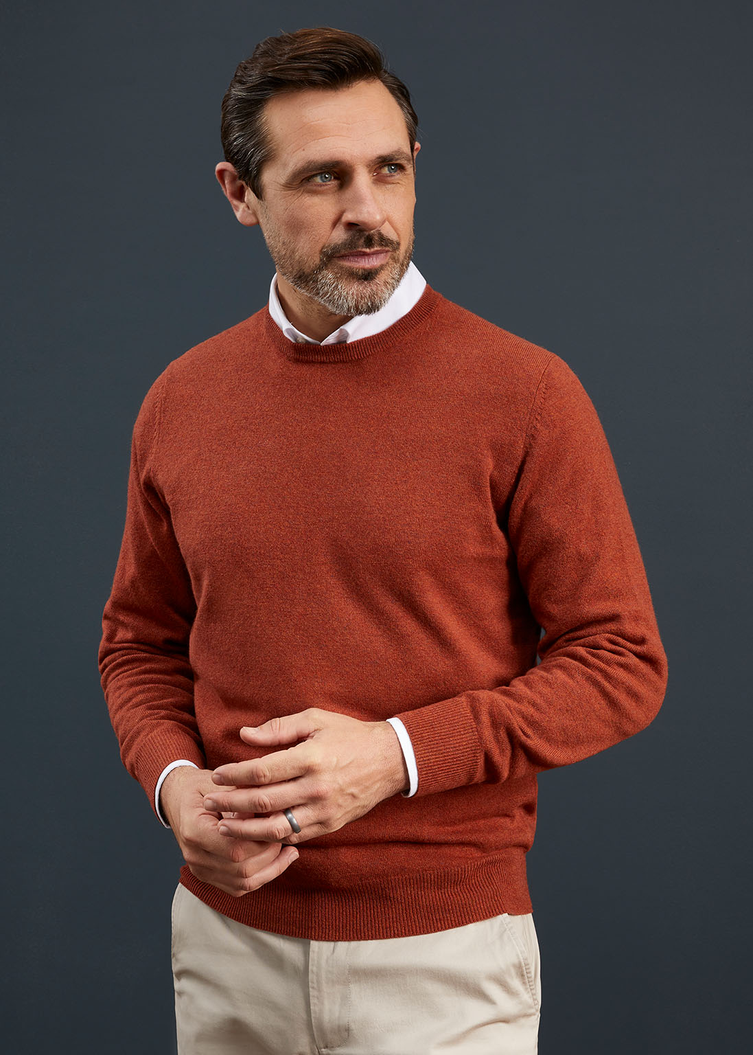 Men's Geelong Lambswool Crew Neck Jumper In Tiger