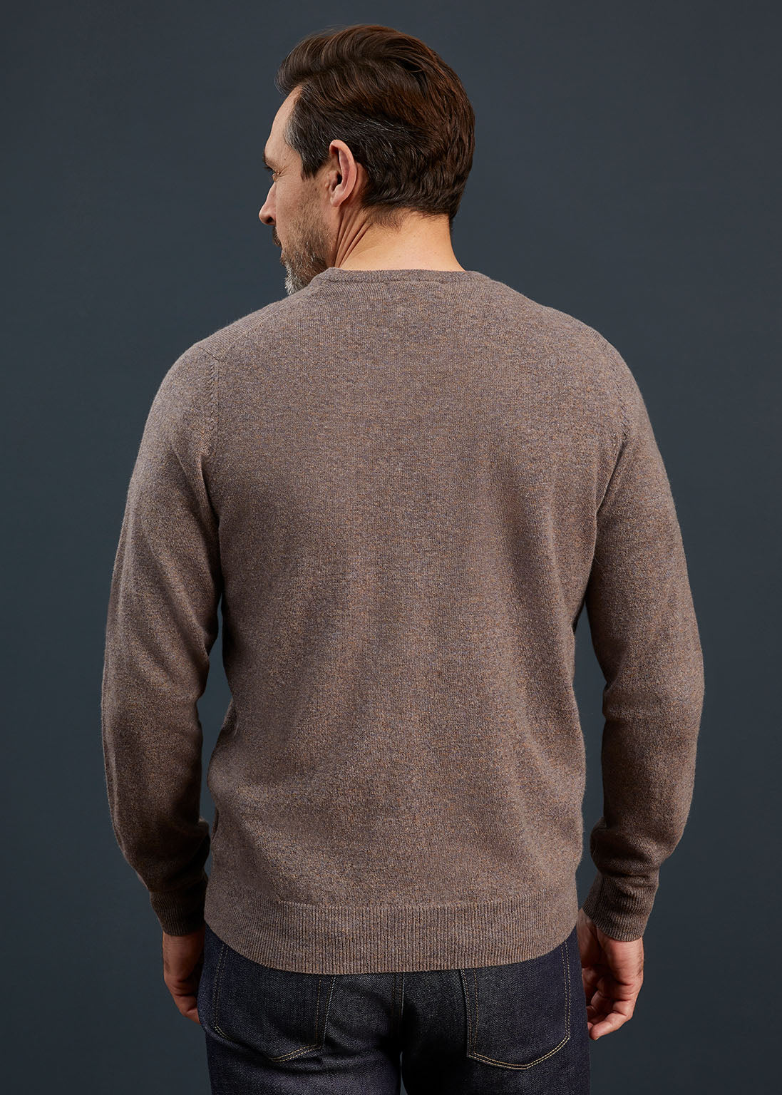 Men's Geelong Lambswool Crew Neck Jumper In Tobacco