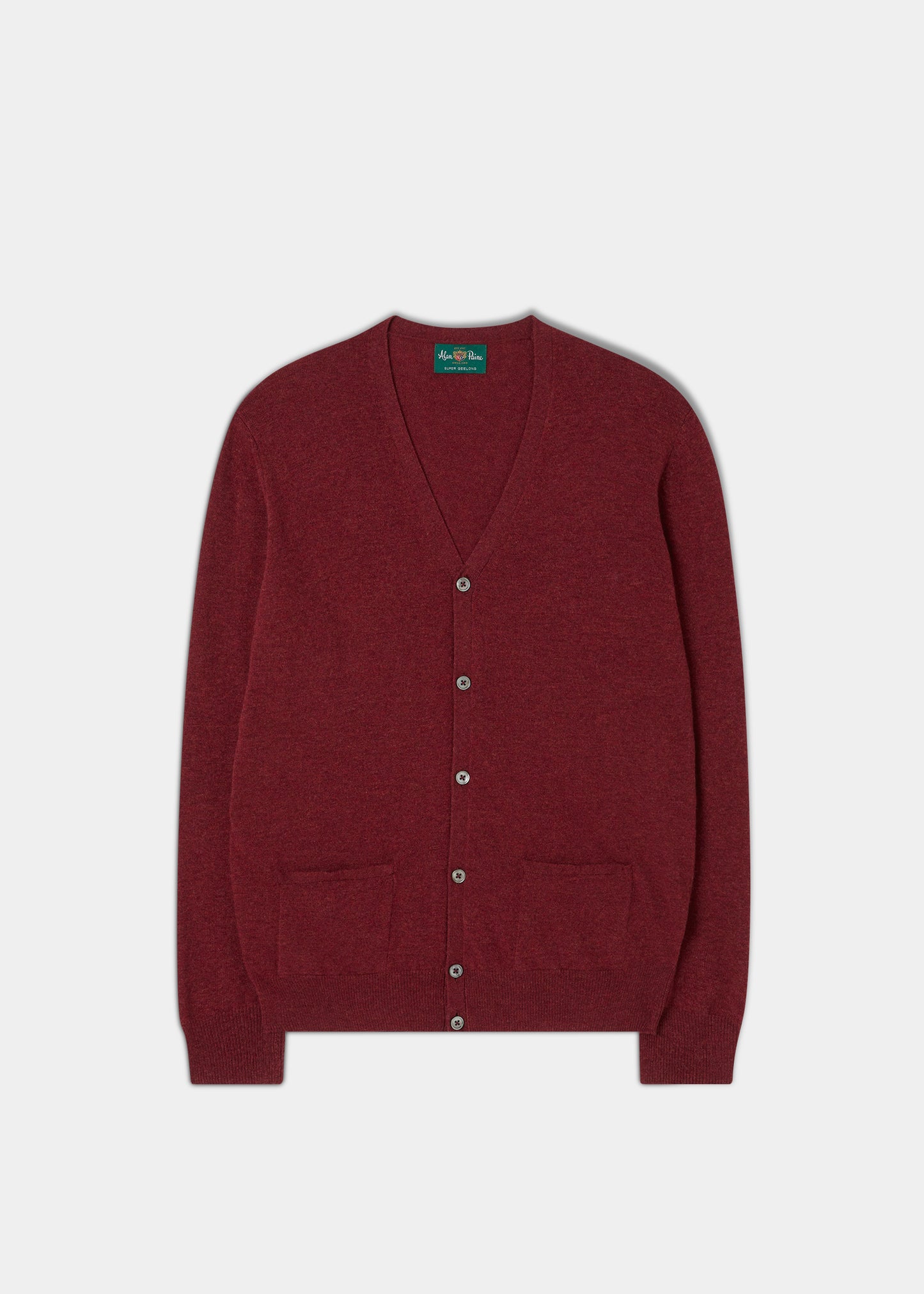 Men's Geelong Lambswool Cardigan in Redwood