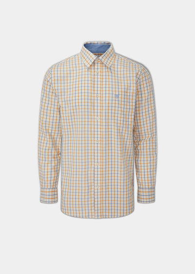 Aylesbury Men's Blue and Gold Check Shirt - Regular Fit