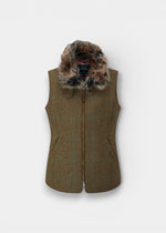 Surrey Ladies Tweed Water Repellent Gilet in Marsh  -  Regular Fit