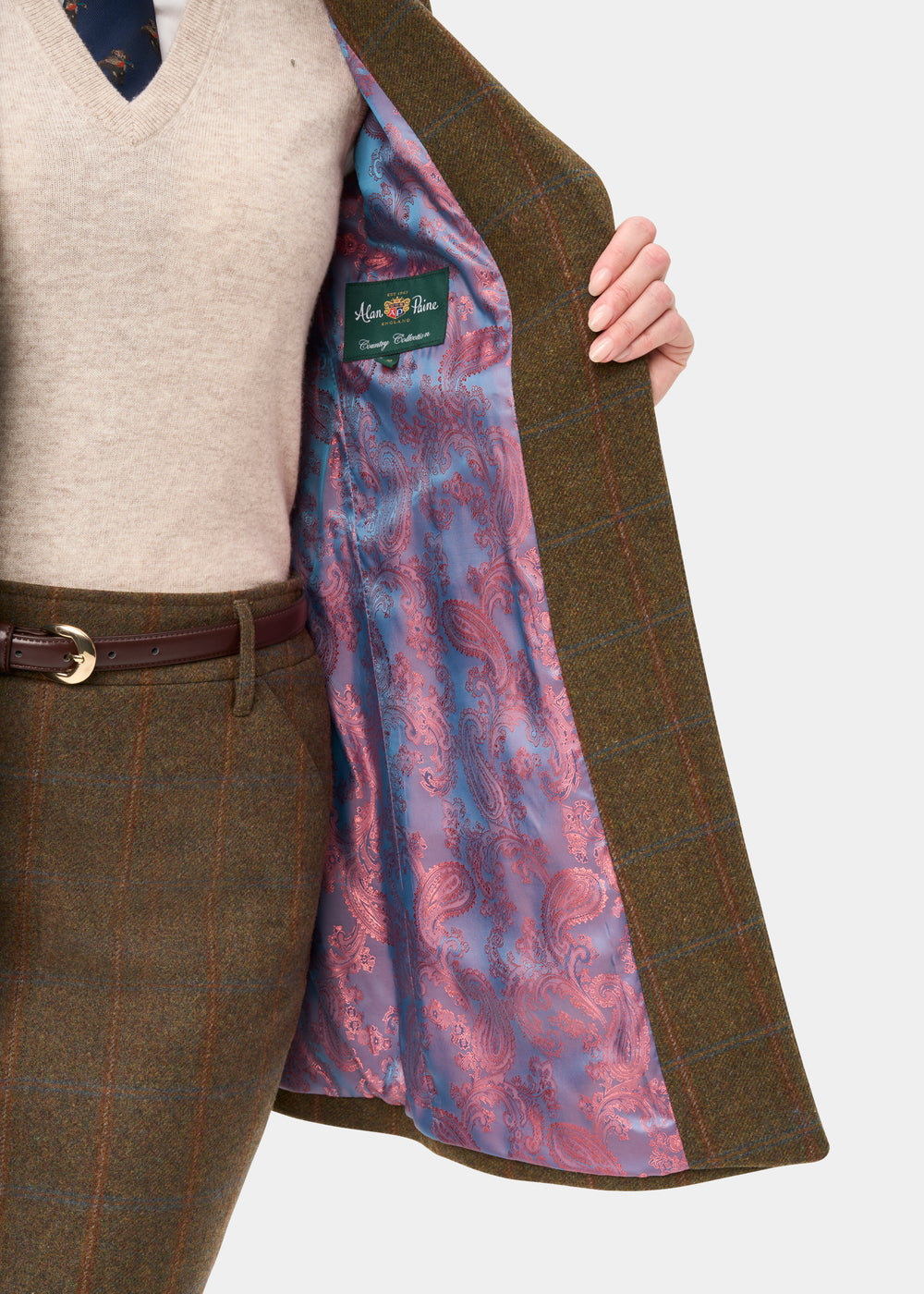 Combrook Ladies Tweed Water Repellent Mid-Thigh Coat in Willow  -  Regular Fit